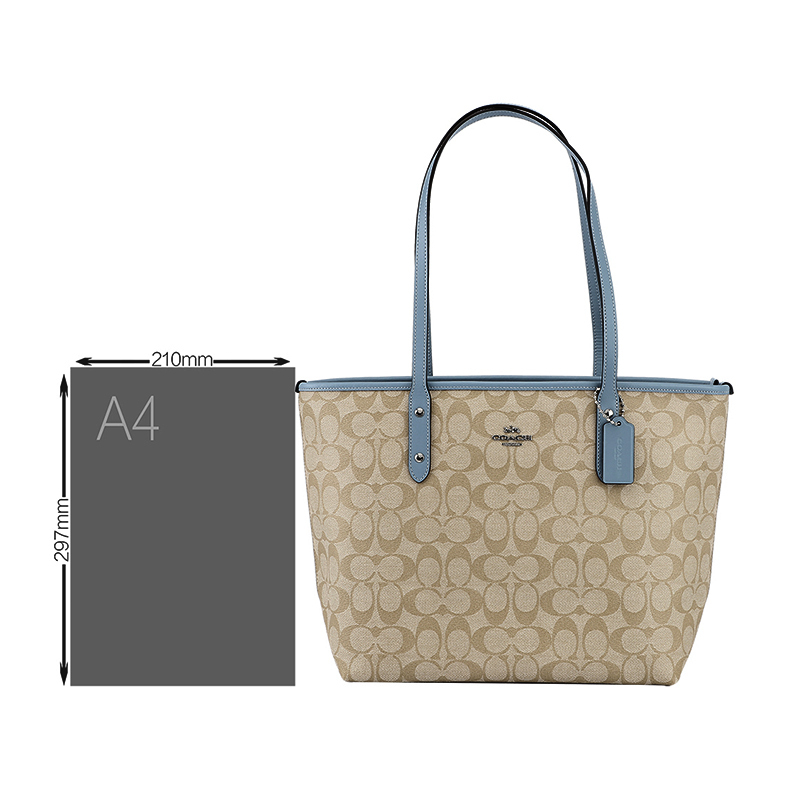 COACH 蔻驰 奢侈品 欧美时尚纯色硬皮革拉链手提包单肩托特包