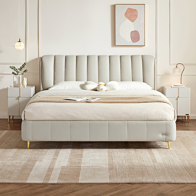 ins风卧室皮艺床双人皮床梳妆台凳组合套装家具116015ktz