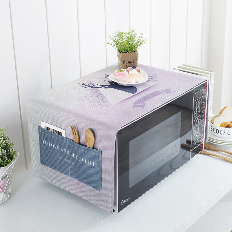 床头柜盖巾棉麻布艺盖布防水防油罩通用烤箱罩防尘罩微波炉罩 LU-03 防水.洗衣机.冰箱【140*55cm】