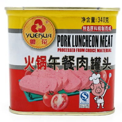 粤花(YUEHUA)火锅午餐肉340克 /罐装 方便速食 肉类罐头 涮火锅 夹三明治火腿罐头食品 肉质Q弹 经典口味