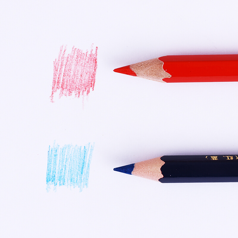 中华zhonghua牌粗杆红蓝铅笔中六角杆13010支盒单盒装