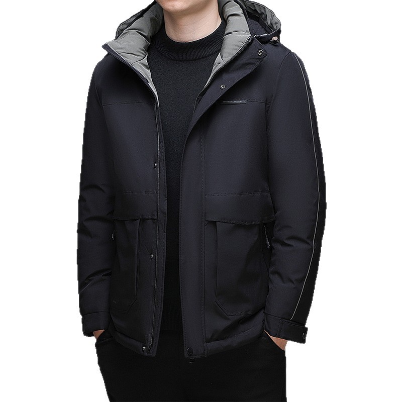 啄木鸟2025冬季新款纯色棉服男帅气中年加厚防风男款连帽保暖外套高清大图