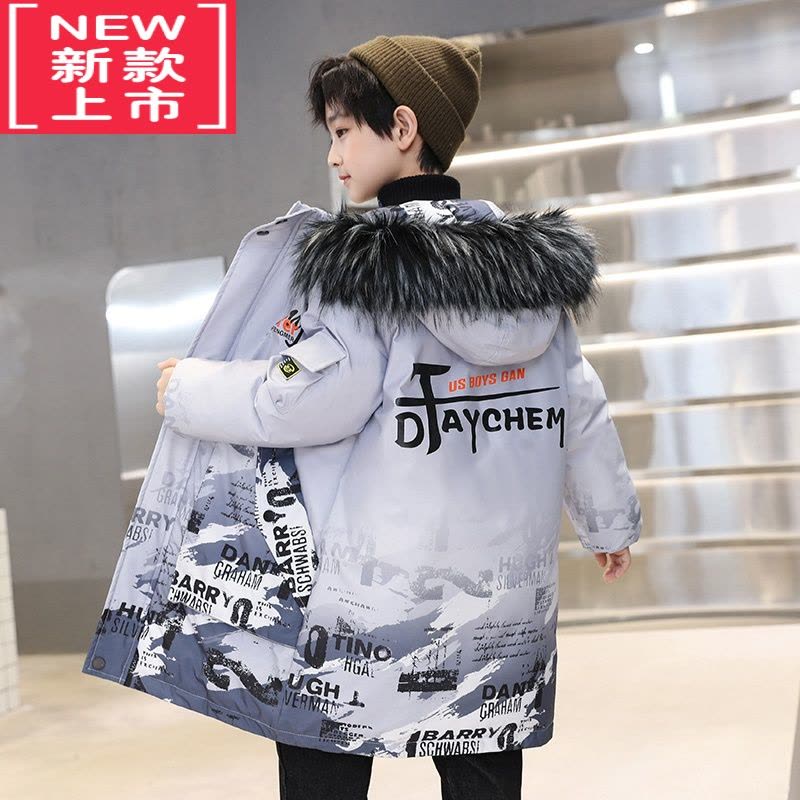 可莉允冬装男童棉衣外套2022新款中大童痞帅加厚保暖儿童冬季长款棉服潮图片