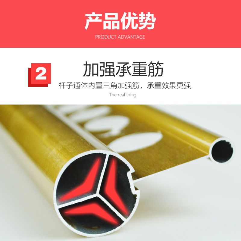 阳台手摇升降晾衣架双杆式室内加厚晒衣架单杆双杆式多功能凉衣架|金色() 双杆(加筋加厚)1.2米+10衣架