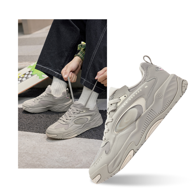 锦程丨361°男鞋新款透气鞋子百搭休闲鞋厚底运动鞋板鞋 浮石色/莲子白 41码