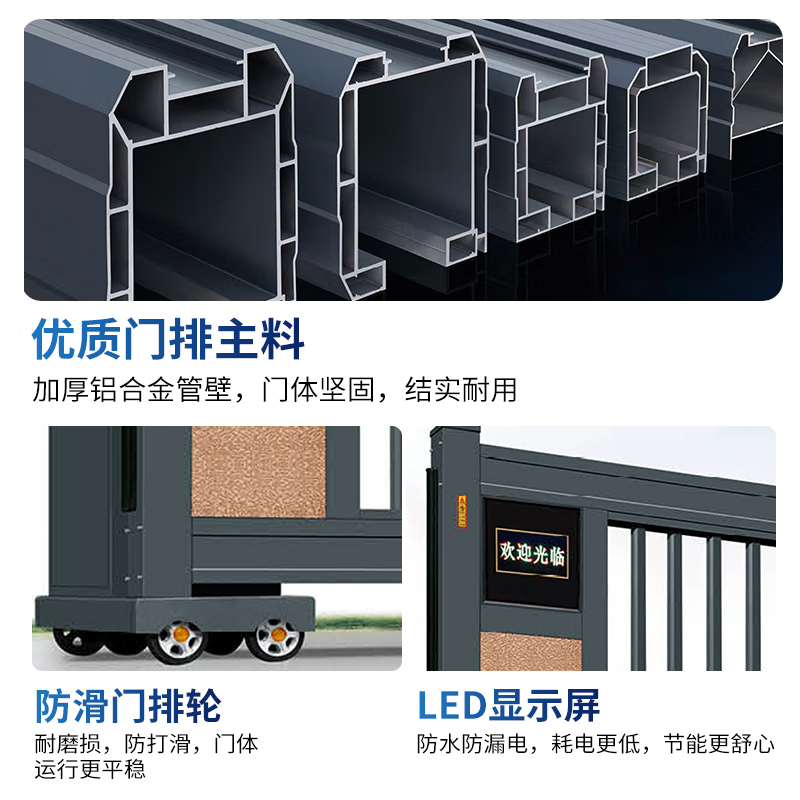 CJ-DHM1013智能电动段滑门平移门工厂单位电动大门分段直线门高清大图