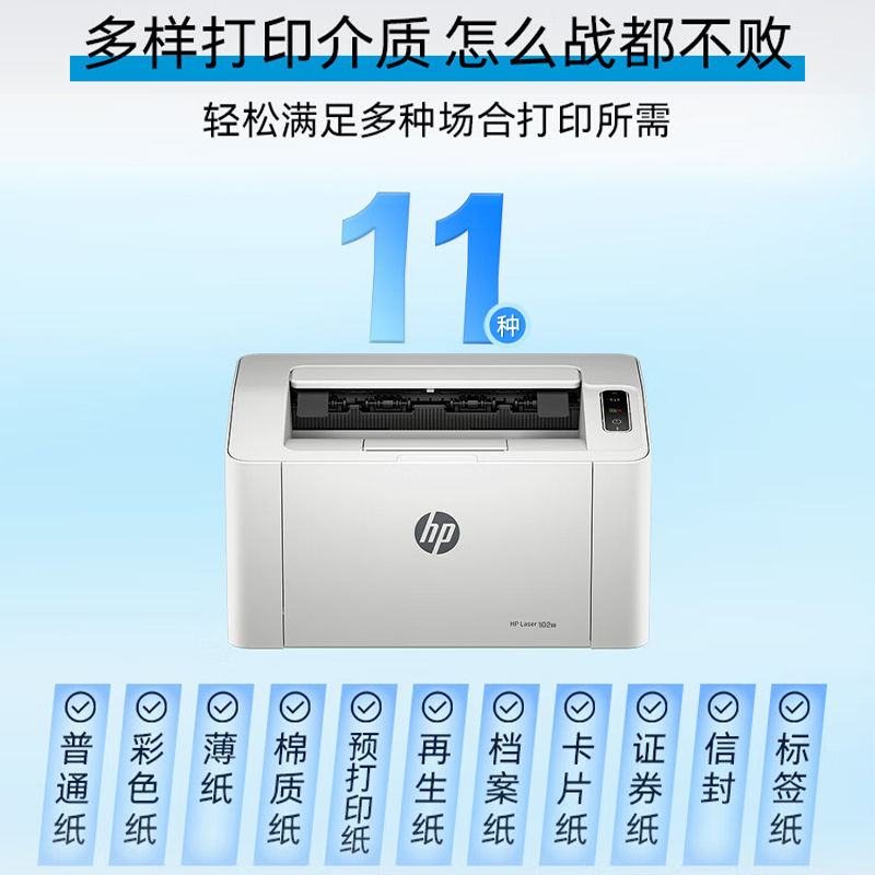 惠普HP Laser 105w锐系列黑白激光无线wifi网络手机打印机学生家庭作业资料家用小型办公 惠普105W打印机套餐八:3个原装快易加硒鼓+8支碳粉高清大图