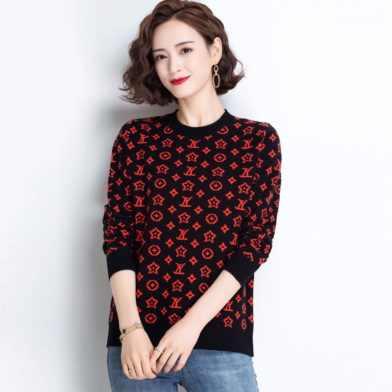 免费试穿 2024春秋季新款圆领羊绒衫女套头山羊绒针织衫羊毛衫打底毛衣专柜正品品牌羊绒衫女漂亮针织衫女士毛衣 1948黑红 XL