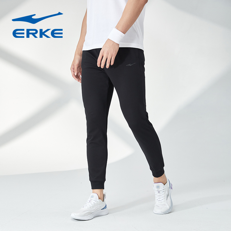 鸿星尔克运动裤男2021夏季新款针织薄款吸汗透气休闲收口长裤男裤