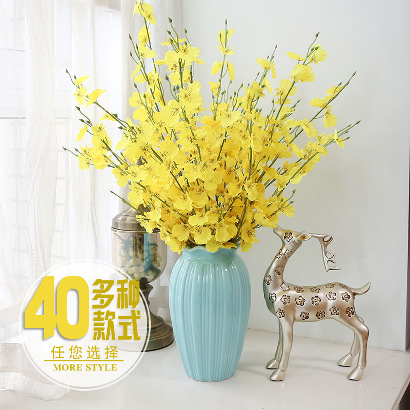 仿真跳舞兰花套装室内装饰塑料干花束客厅摆设花艺盆栽摆件假花