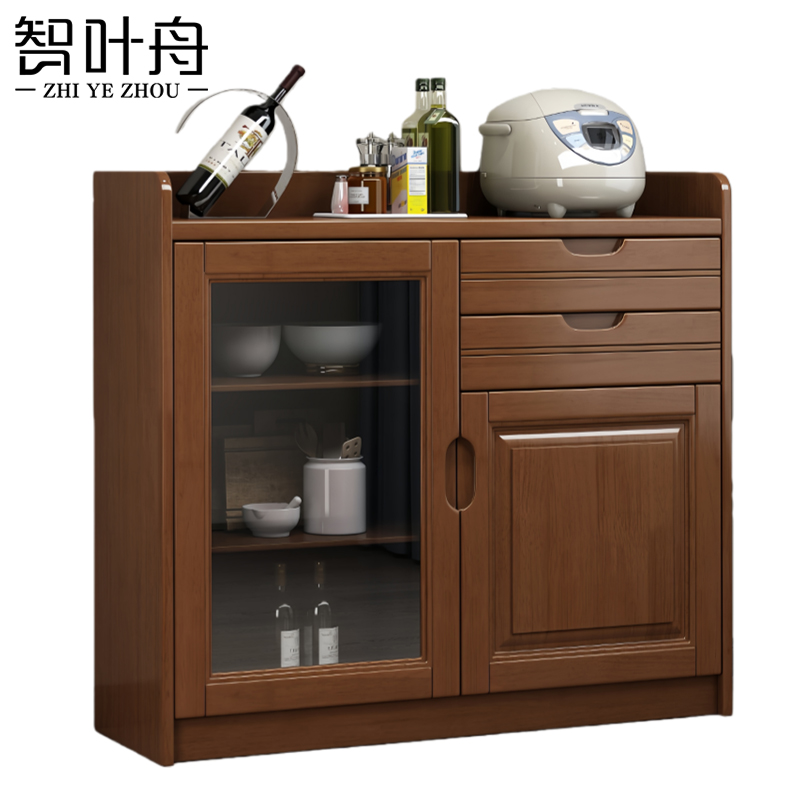 智叶舟茶水柜两门两抽100*40*90cm台高清大图
