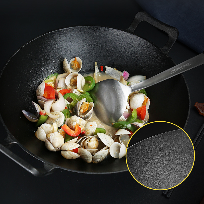 炊大皇(COOKERKING)炒锅 铁器世家二号双耳炒锅 精铸铁锅无涂层铁锅明火炉灶专用WG41432高清大图
