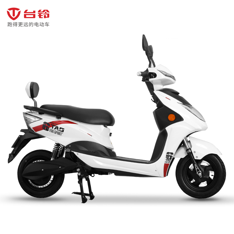 台铃电动车炫迈电动车60v成人电动踏板车前碟刹电瓶车珍珠白亮光面60v