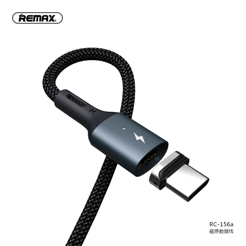 REMAX 磁吸数据线 安卓Type-C 充电线 数据传输 编织线华为小米手机通用磁力线 黑色