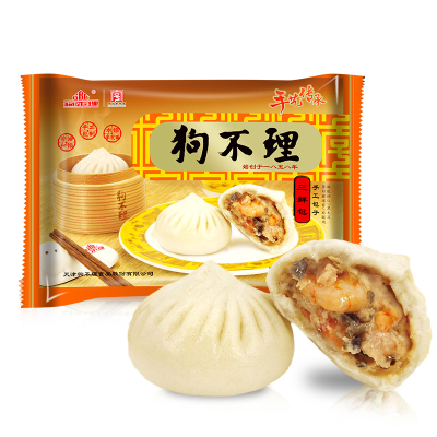 天津 狗不理 冷冻手工三鲜包子(含虾仁)420g(12个)