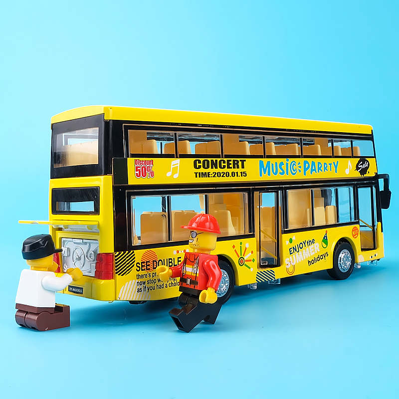 卡通双层公交车玩具公共汽车模型儿童玩具车巴士男孩合金仿真大号