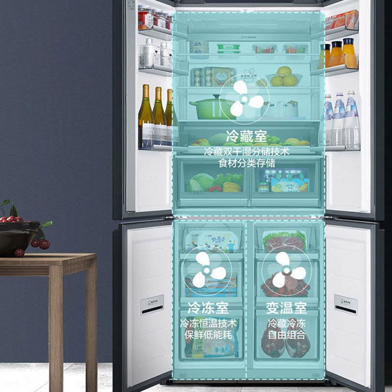 海尔(Haier)552升十字门超薄冰箱 零距离嵌入 全空间保鲜 干湿分储 BCD-552WGHTD14SGU1图片