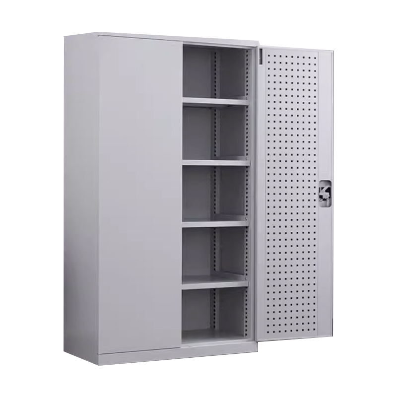 正斌重型工具柜车间用加厚物件工具储物柜工厂铁皮柜汽修厂零件收纳柜白色五层带挂版高清大图