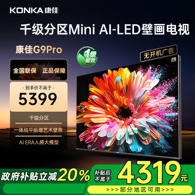 康佳电视 75G9 PRO 75英寸 MiniLED 1456分区 288Hz高刷 壁画艺术电视 一级能效