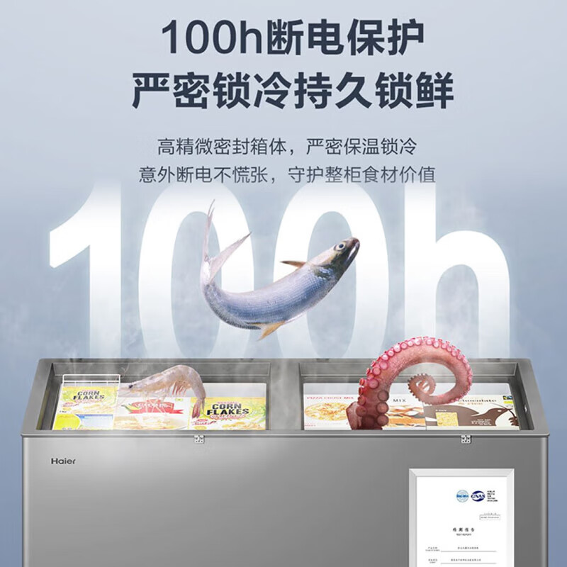 海尔冰柜商用519升大容量冰柜海鲜速冻柜细胞级冷冻柜家用大容量冰柜一级能效减霜80% -40℃超低温细胞级冷冻 钛合金高清大图
