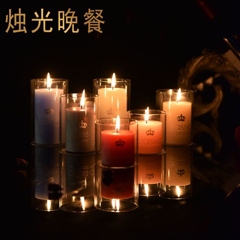 香薰蜡烛 浪漫无烟欧式精油spa 大圆柱烛光晚餐蜡烛 去烟味