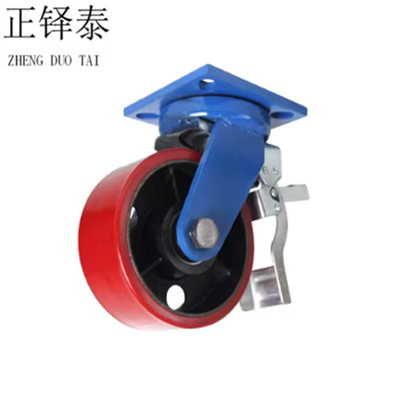 重型铁芯聚氨酯轮 刹车万向轮6寸150mm高清大图