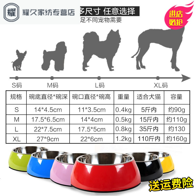 永德吉宠物狗碗大号大型犬狗盆泰迪金毛双碗水狗狗食盆饭盆猫咪猫盆用品