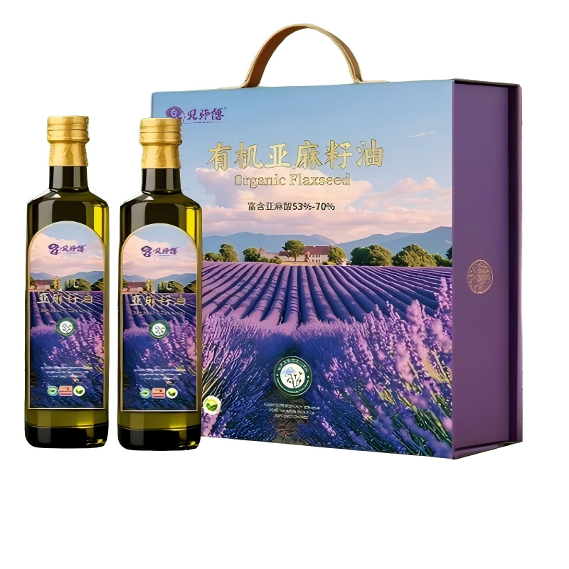 旎旎贝师傅 有机亚麻籽油精品礼盒500ml/瓶*2瓶HC