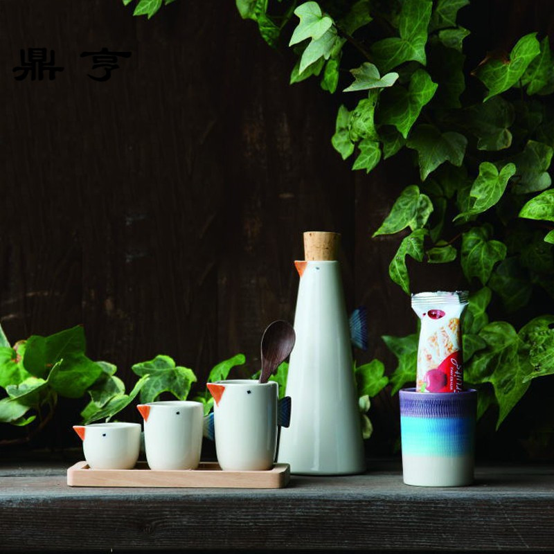 鼎亨日本陶瓷创意卡通小鸟形酒壶家用酒具套装泡茶杯茶壶
