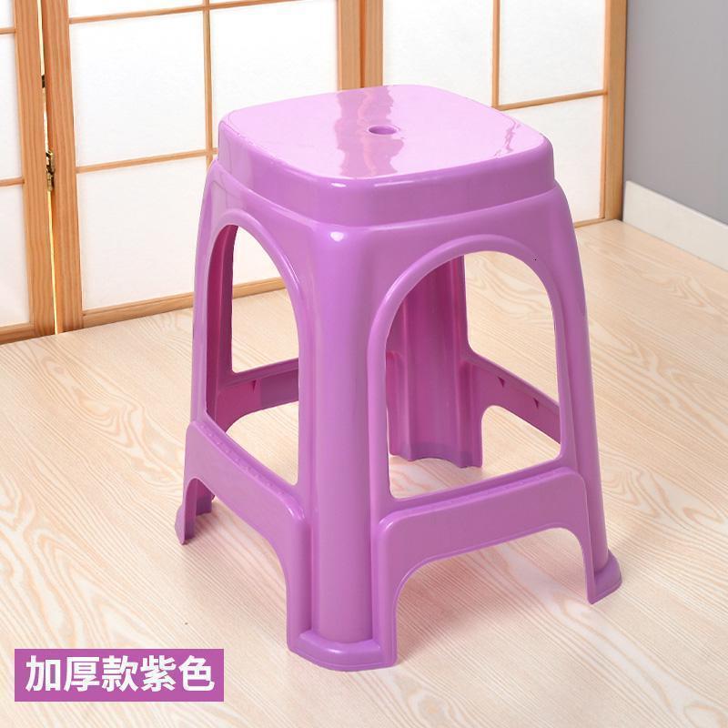 美帮汇塑料凳子家用加厚高凳客厅餐桌凳方凳子椅子经济型胶登子朔料板凳 紫色加厚款8张