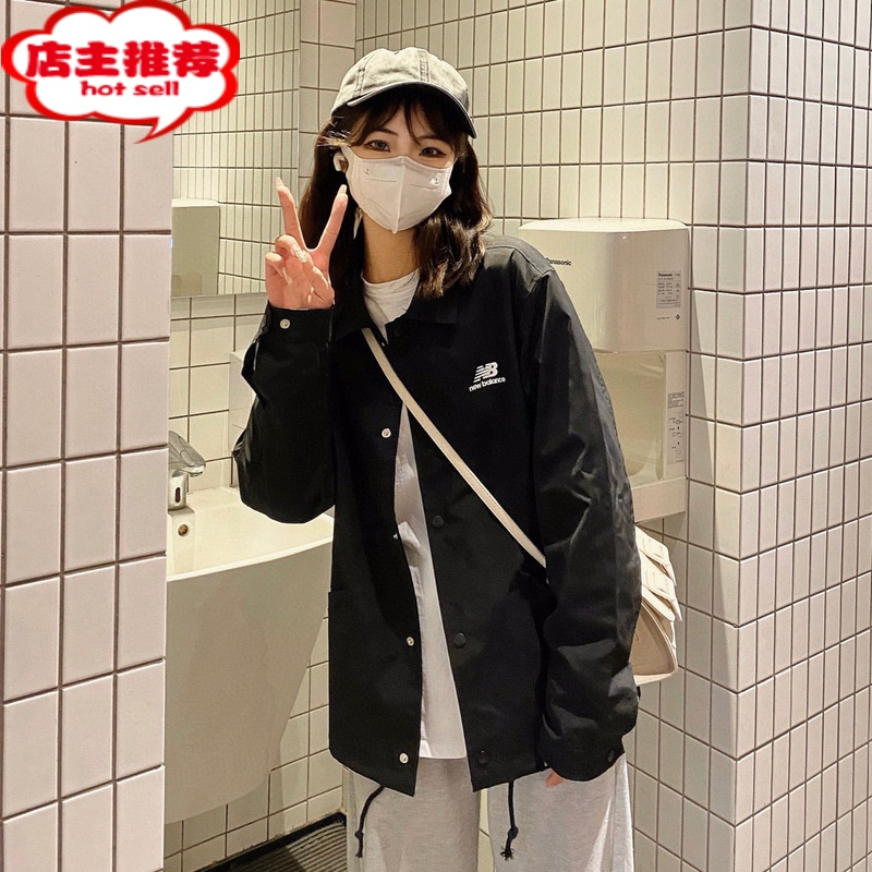 SHANCHAO2023新款百伦NB夹克外套女翻领刺绣宽松休闲男女款潮流上衣
