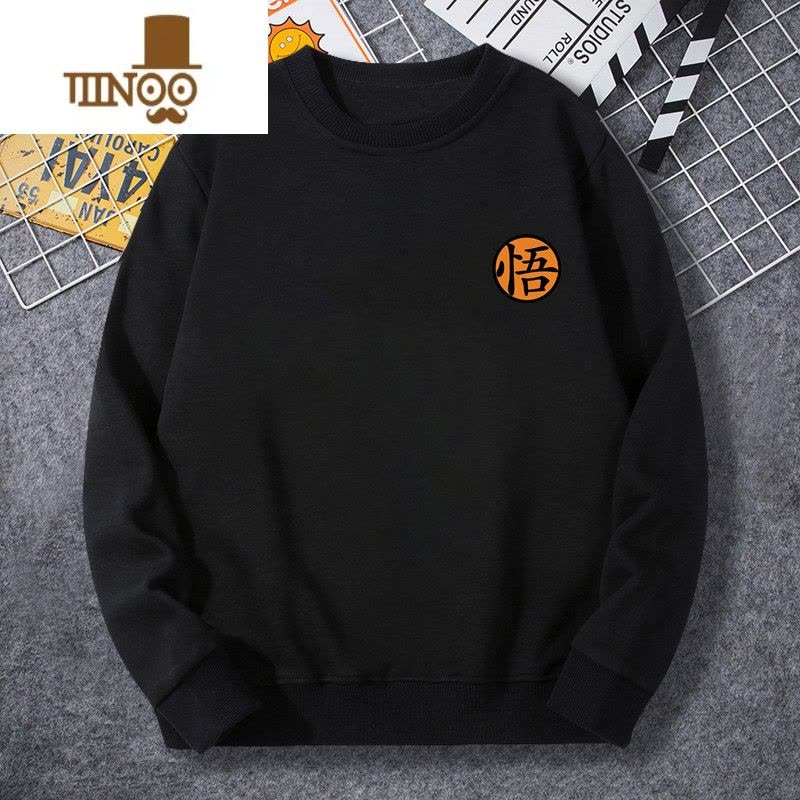 YANXU圆领卫衣男2023新款美式潮牌宽松港风潮ins白色秋装上衣服图片