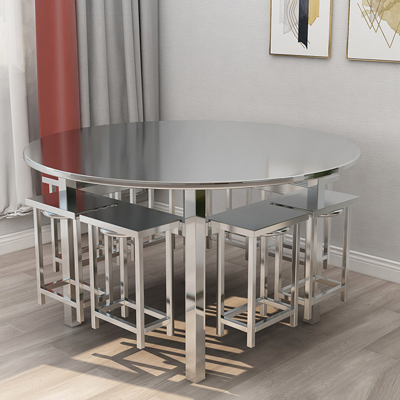 DXBG餐桌学校食堂小吃店快餐桌椅饭堂不锈钢圆桌1200*750高清大图