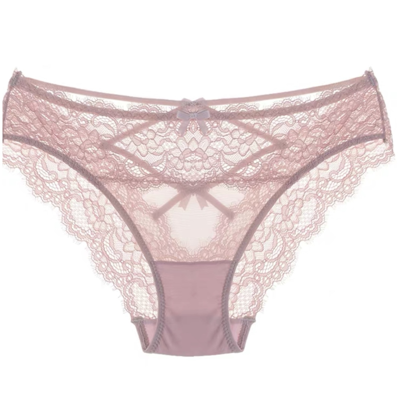 yunwuxin入谜超性感蕾丝内裤透明半包臀少女低腰丁字裤镂空交叉带诱惑