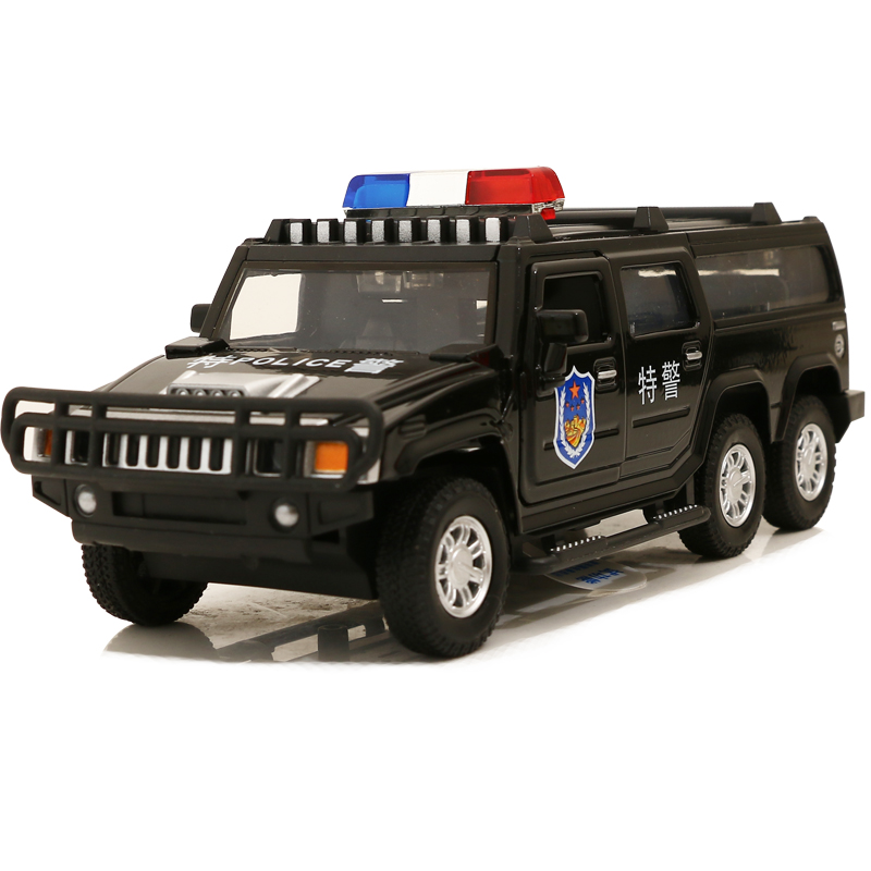 合金车模型加长悍马警察车110仿真小汽车1:32回力车男孩玩具 68230警车高清大图