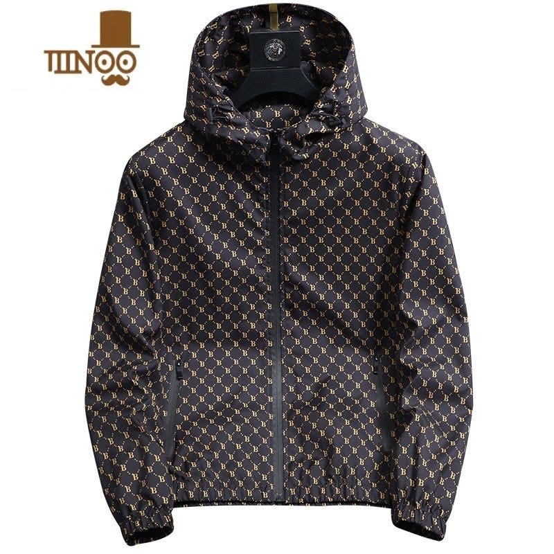 YANXU男士宽松连帽夹克2023春装新款外套欧美潮流男潮牌帅气上衣服图片