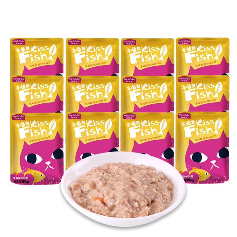 麦富迪 猫湿粮肉粒包 亲嘴鱼金枪鱼+钙奶85g*12