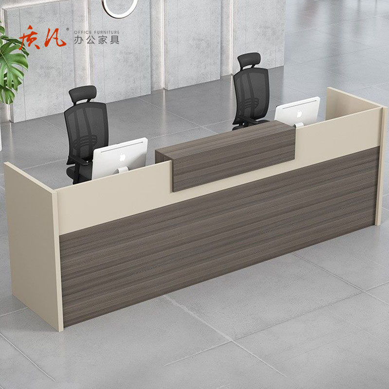 苏宁 质凡 创意前台桌接待简约公司含柜吧台桌 2800x600x1100mm高清大图