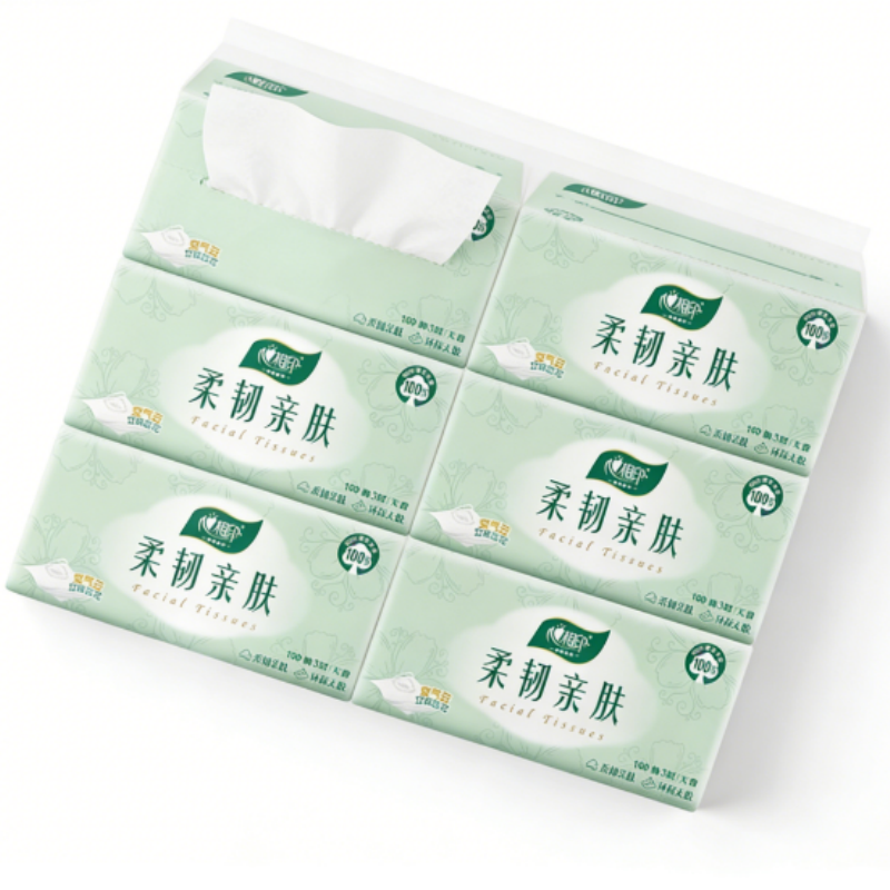 心相印柔韧亲肤立体压花3层抽纸 DT100(包装)100抽*6包 132*190mm高清大图