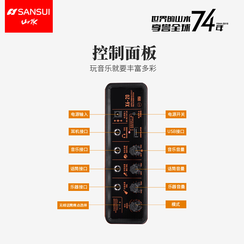 山水(SANSUI)SY06-01户外广场舞音响专业背包音箱 低音炮蓝牙音箱 便携式手提播放器插卡大功率扩音器带麦克风