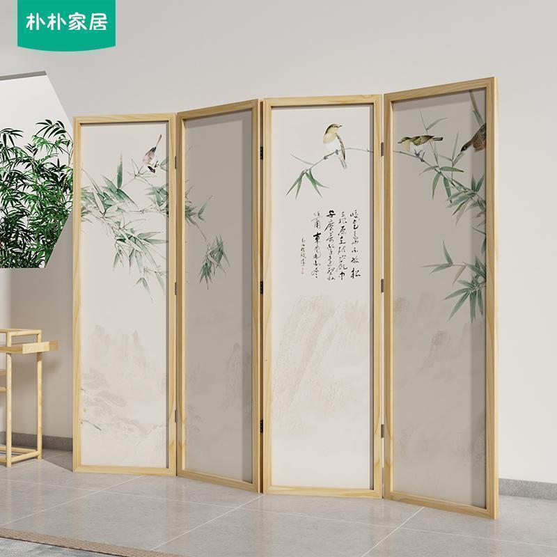 BONJEAN新中式屏风隔断客厅卧室酒店办公室简约现代折叠移动实木折屏竹子高清大图