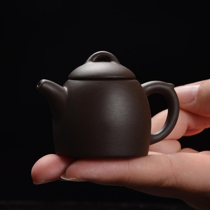 迷你紫砂壶创意小号袖珍指尖壶小号茶玩茶宠摆件精品功夫茶具可养|棕色秦权