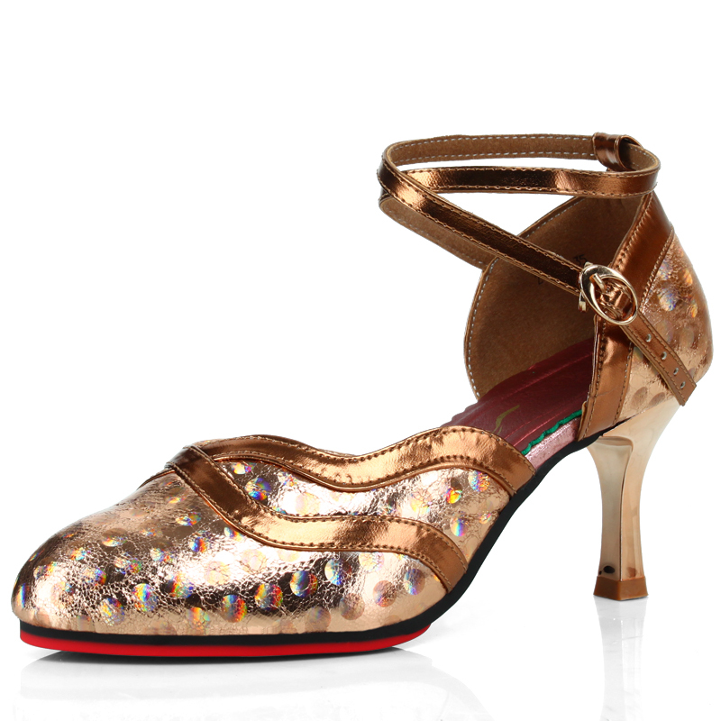 秋季新款女成人拉丁舞鞋女士中跟高跟交谊软底广场舞蹈鞋跳舞凉鞋