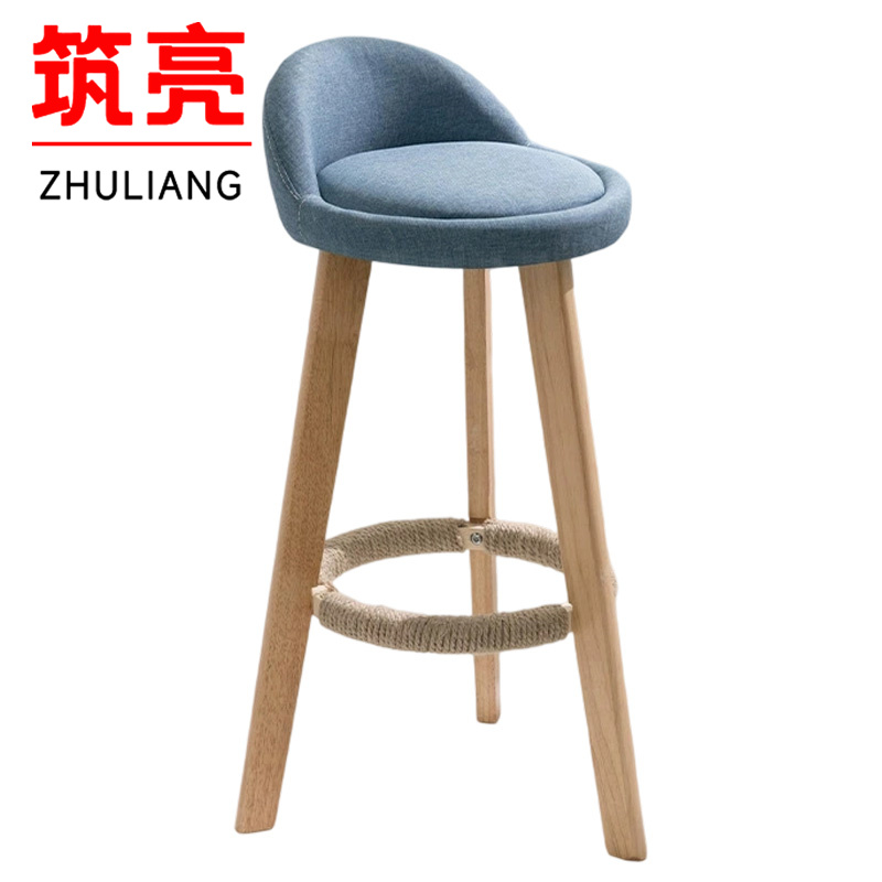 筑亮 实木高脚凳高清大图