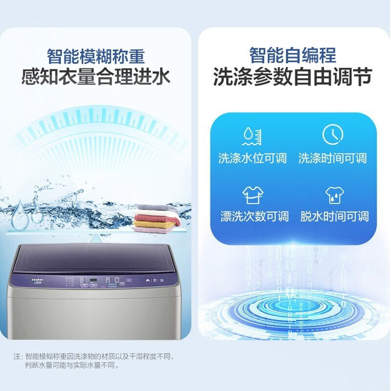 海尔(Haier)洗衣机 10公斤全自动波轮10公斤大容量家用智能预约 新二级能效 健康桶自洁 XQB100-Z206