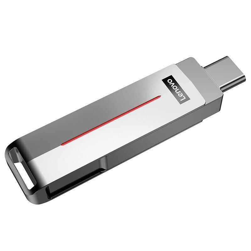 联想(Lenovo)U盘 USB3.1/Type-C 双接口 手机电脑通用 金属外壳 L3C (银色) 64G