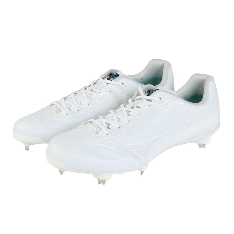 美津浓(Mizuno)男棒球鞋轻量金属钉防滑耐磨强推力专业训练比赛用 White 44
