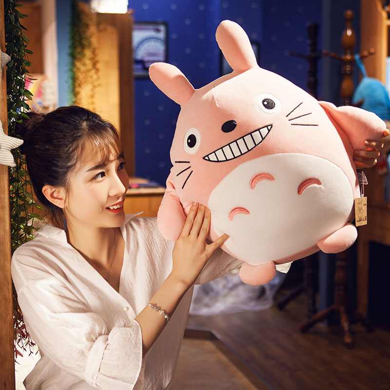 龙猫抱枕公仔毛绒玩具睡觉抱女孩被子两用韩国搞怪超萌可爱女生 粉色