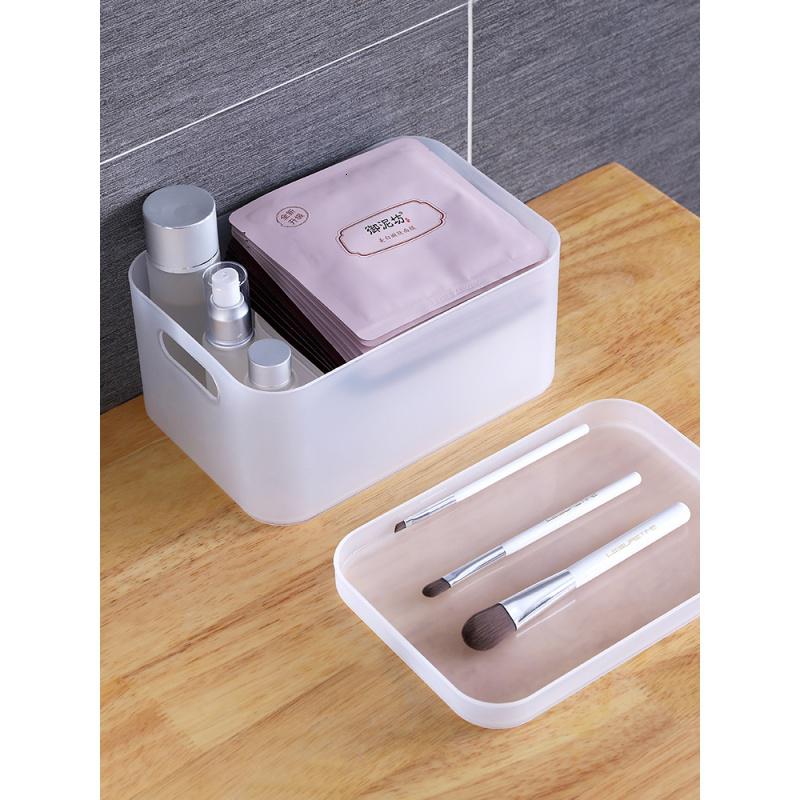 家柏饰(CORATED)化妆品收纳盒女桌面学生宿舍塑料家用简约有盖口红盒护肤品置物架高清大图