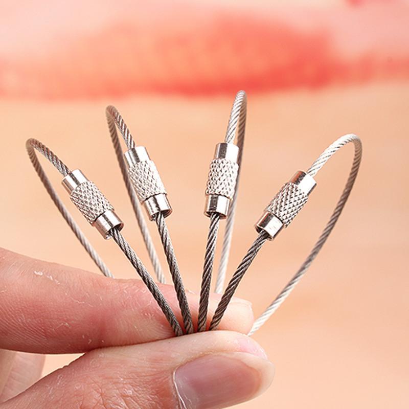 天天特价不锈钢丝绳圈钥匙环钥匙圈扣挂环圈带锁扣钢圈钢丝环串户5个